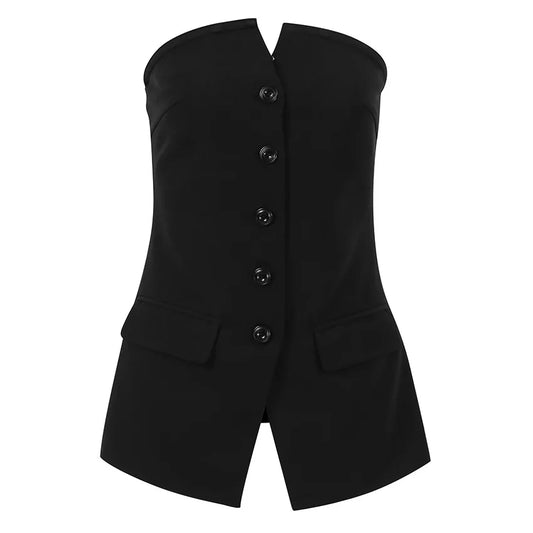 Velvet Black Sleeveless Vest