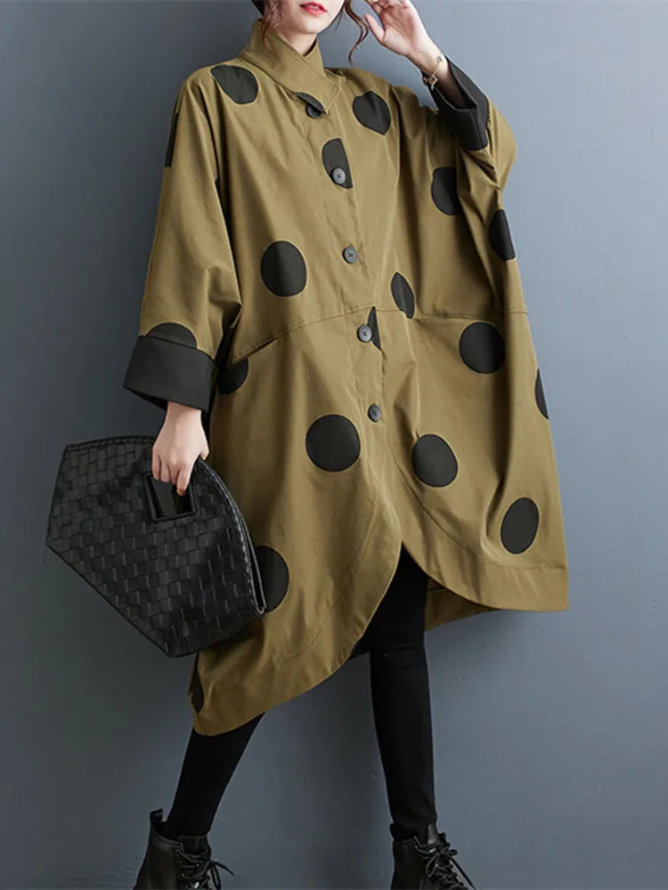 Medusa Print Polka Dot Trench Coat