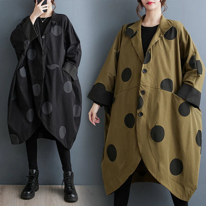 Medusa Print Polka Dot Trench Coat