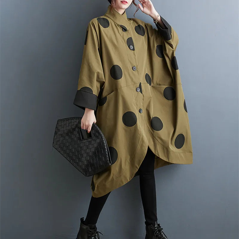 Medusa Print Polka Dot Trench Coat