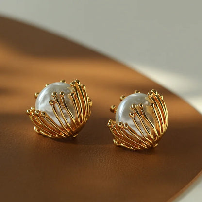 Designer Retro Faux Pearl Ball Earrings